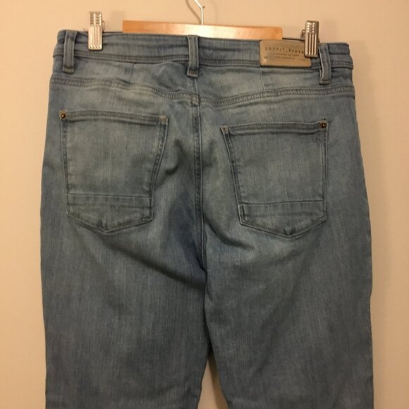 Esprit Blue Slim Fit 98% Cotton Distressed Denim Jeans - Picture 6 of 16